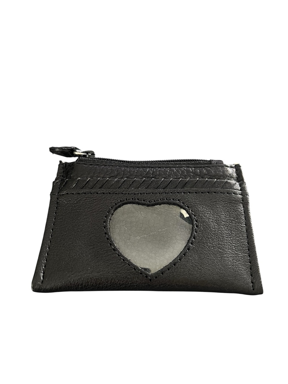 Brighton Black Leather Heart ID Card Holder Wallet